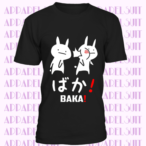 Anime Baka Rabbit Slap Otaku Japanese Manga Word Funny Men’s T Shirt Cotton Tee