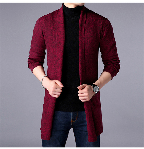 2019 spring new youth men’s sweater solid color bottoming shirt, Korean long-sleeved shirt men’s slim long cardigan sweater coat alx