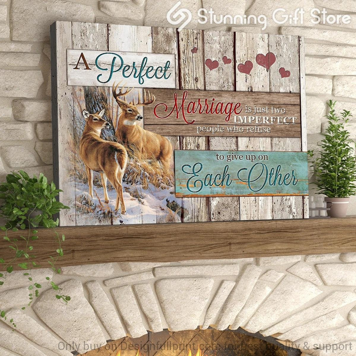 Deer Couple A Perfect Marriage Canvas Art And Poster Ch Valentine Gift For Her Valentine Gift For Him