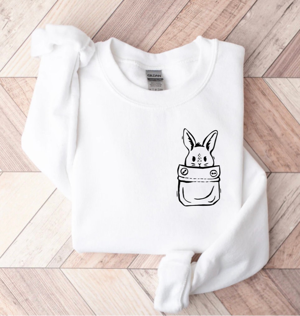 Womens Easter Bunny Shirt, Easter Sweatshirt, Cute Pocket Rabbit Shirt, happy easter day gift, Bunny Tee, Easter Sweater, Women Easter tee