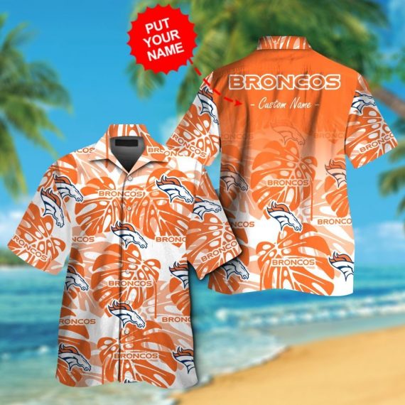 Denver Broncos Short Sleeve Button Up Tropical Aloha Hawaii Shirts Ha1707