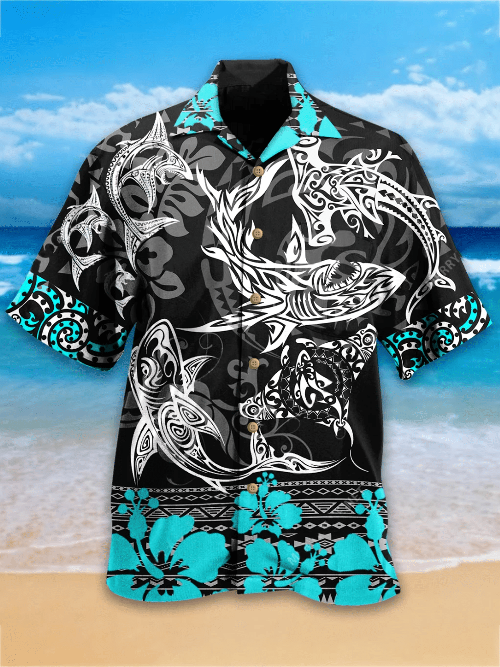 Shark Fishing Hawaiian Shirt  Unisex  Adult  Hw3701