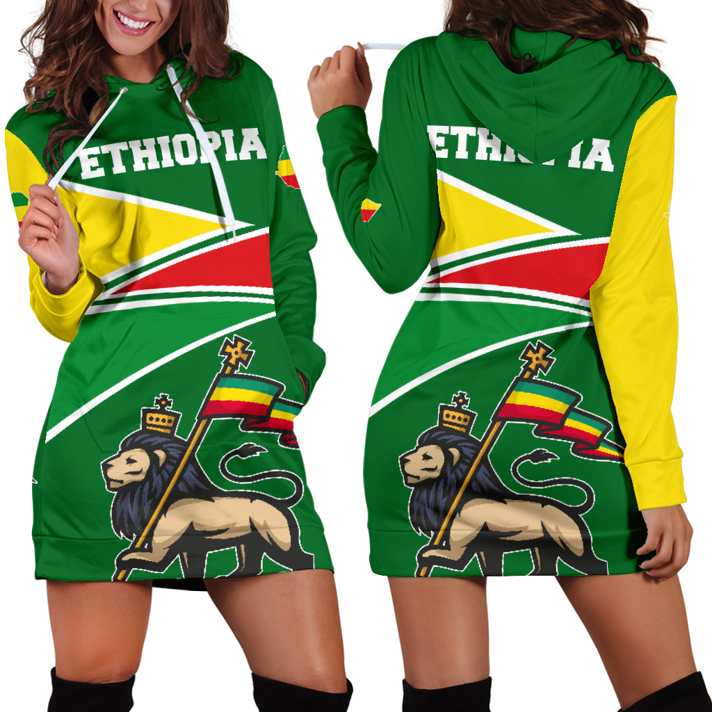 1Sttheworld Ethiopia Women’S Hoodie Dress, Ethiopia Strong Lion A10