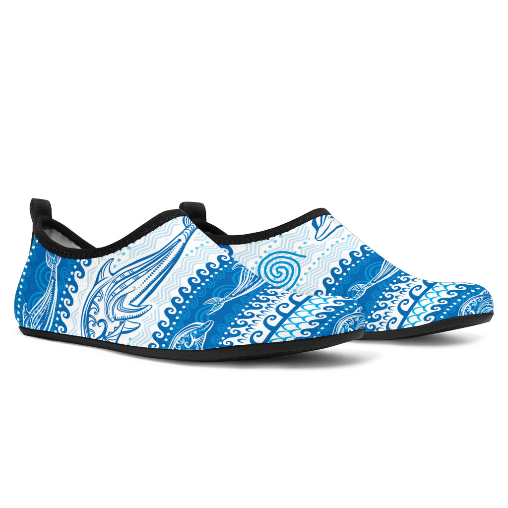 Dolphin Tribal Print Pattern Aqua Water Shoes