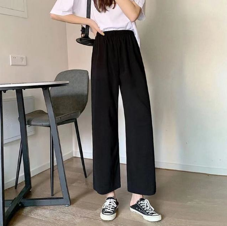 Autumn and winter warm loose wide-leg slim-fit trousers European style design stitching exposed long-leg straight-leg pants alx