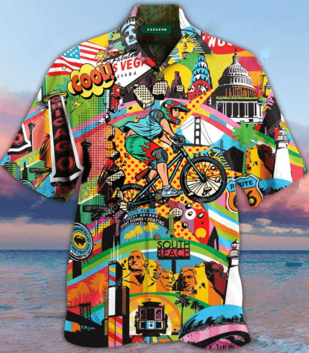 Amazing Cycling Colorful Hawaiian Shirt Pre13765