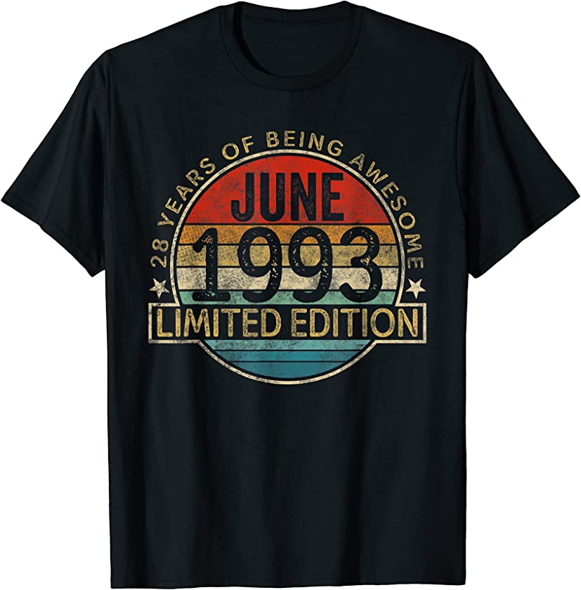 Vintage June 1993 Limited Edition 28th Birthday 28 Years Old T-Shirt