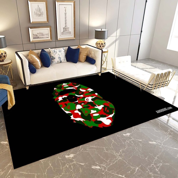 BAPE Logo Area Rug, Luxury Hypebeast Living Room Bedroom Carpet, Fashion Brand Floor Decor