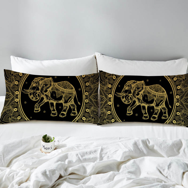 Bronzing Mandala Elephant Pillowcase