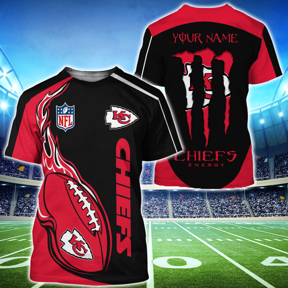 Monster Energy Kansas City Chiefs T Shirt Custom Name