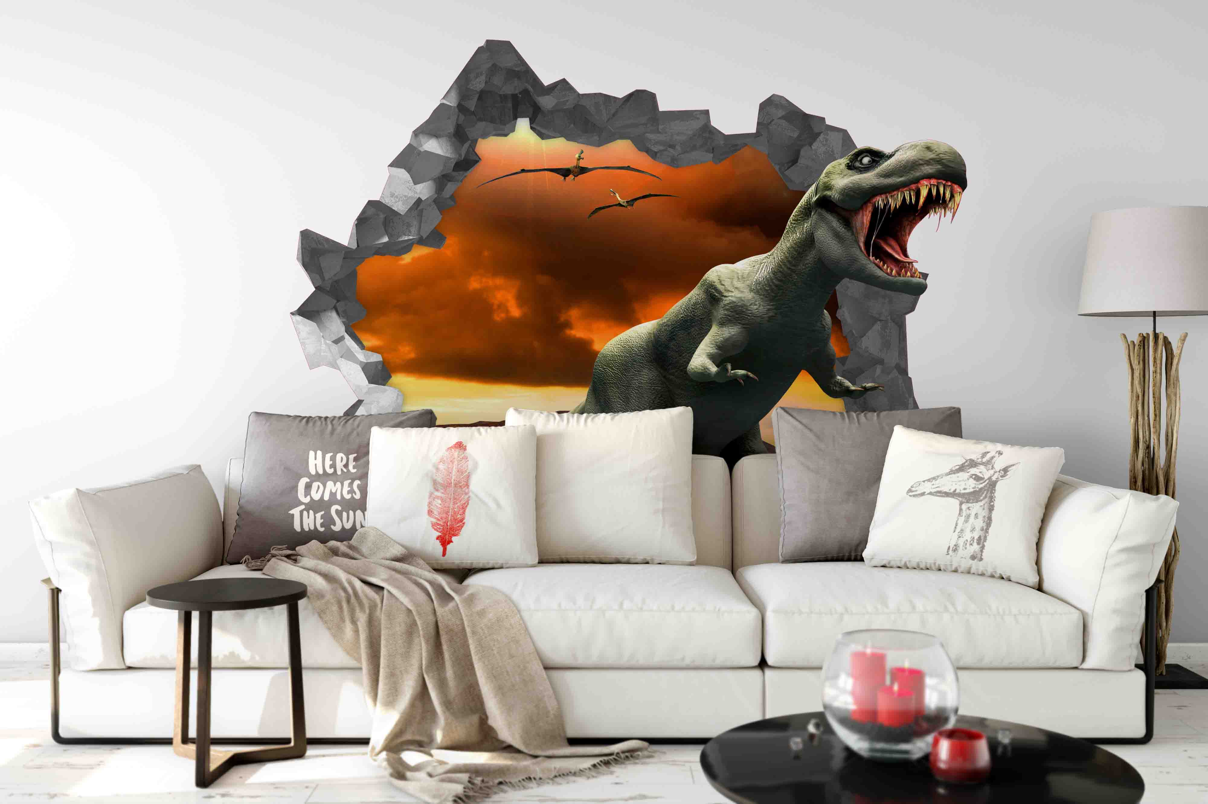 3D Dinosaur Jurassic Damage Wall Mural Wallpaper 107