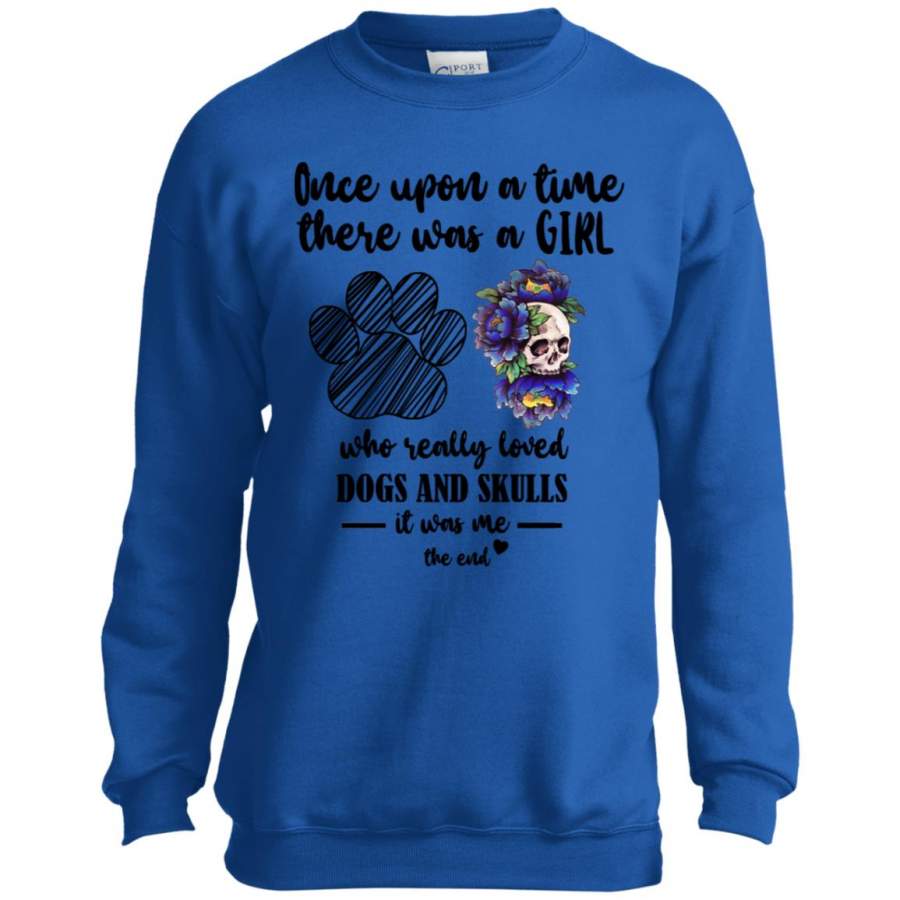 There Was A Girl Who Loved Dogs And Skulls Youth Kids Sweatshirt