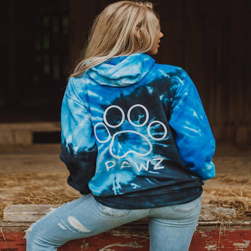 Blue Ocean Tie Dye White Classic Print Oversized Hoodie