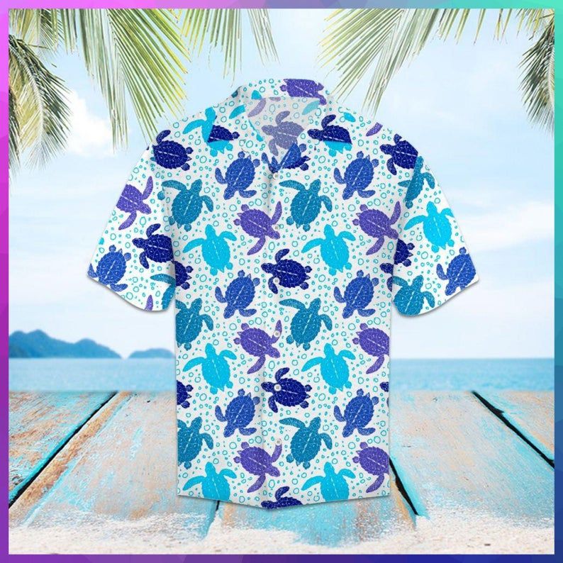 Sea Turtle Blue Purple Best Design Hawaii Shirt Ha86675