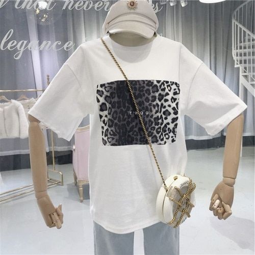 tshirt new design leopard print  top tees