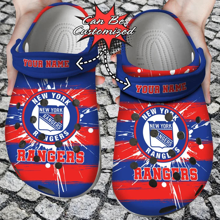 Hockey Crocss – Personalized New York Rangers Spoon Graphics Watercolour Clog Shoes1