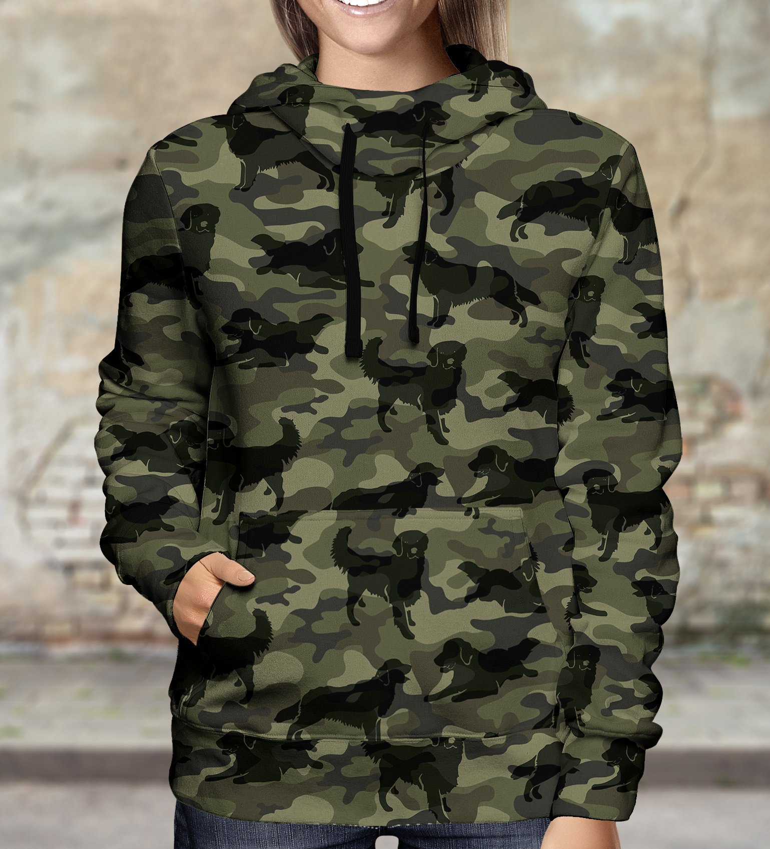 Street Style With Golden Retriever Camo Hoodie V1