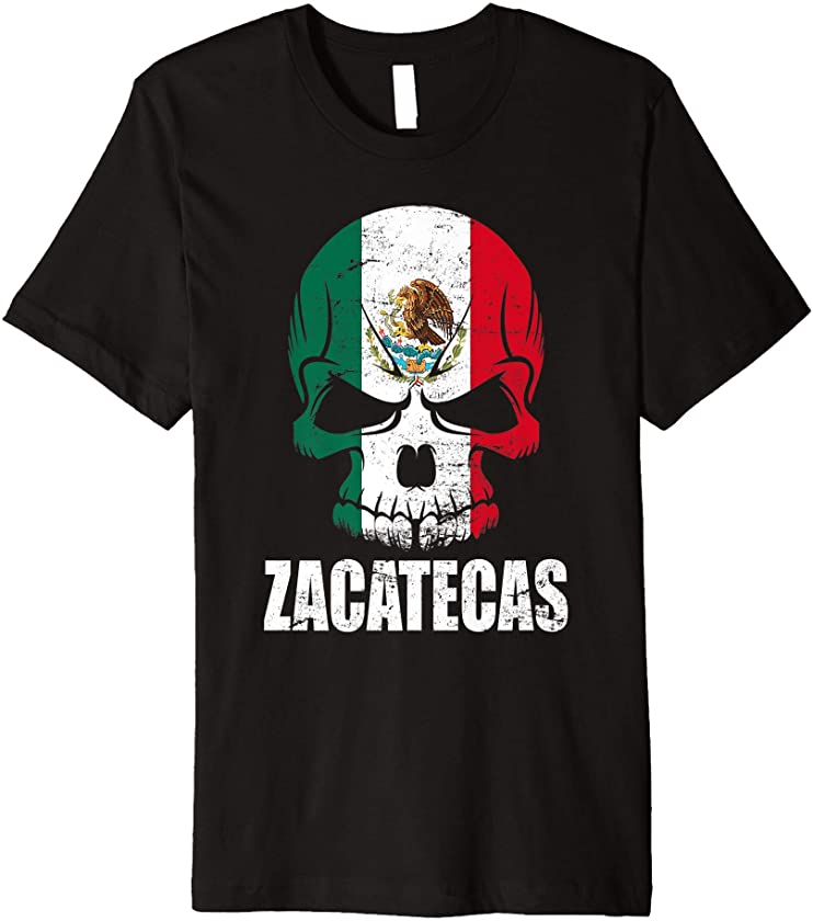 Zacatecas Mexico Mexican Flag Skull State Premium T-Shirt