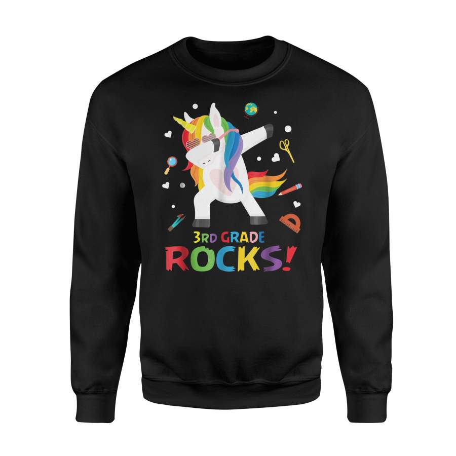 3rd Third Grade Rocks Dabbing Unicorn Back To School Sweatshirt