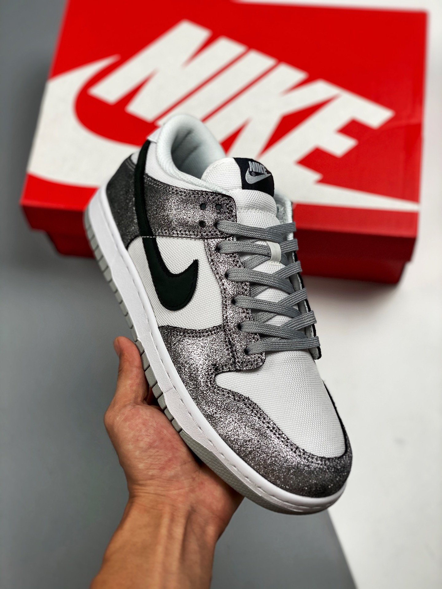 Nike Dunk Low Shimmer WhiteMetallic Silver-Black 5339391