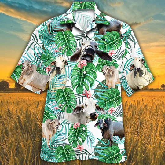 Hawaii Shirt For Brahman Cattle Lovers Tropical Plant Hawaii Cow Hawaii Ha96013