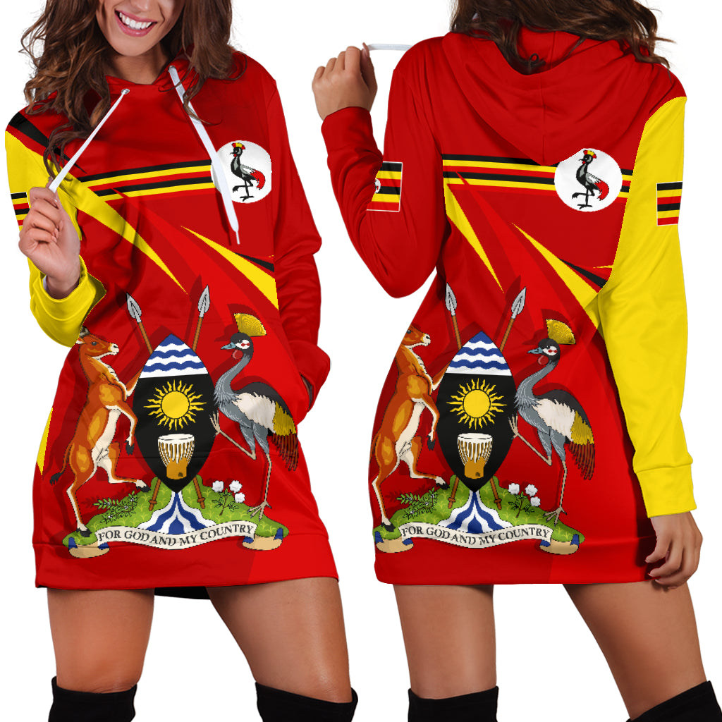 1Sttheworld Uganda Women’S Hoodie Dress, Uganda Swirly Lion Flag A10