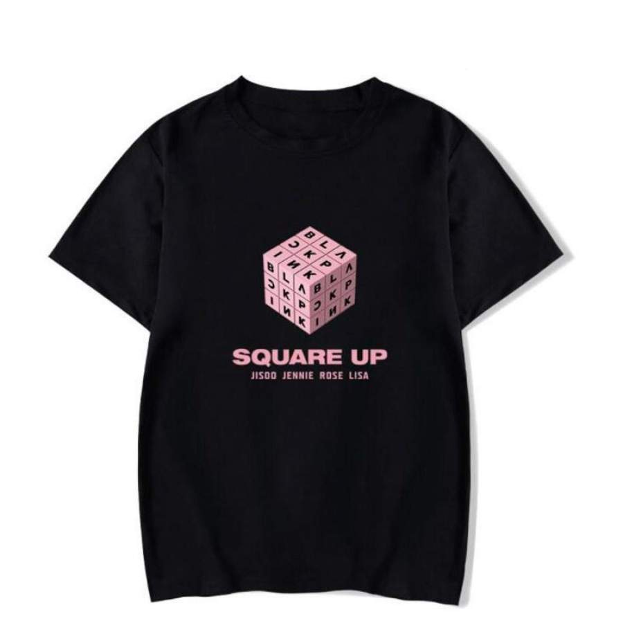 New BLACKPINK LISA The Same Cotton T Shirt Women Black Pink O Neck Short Sleeve T-Shirt Couple