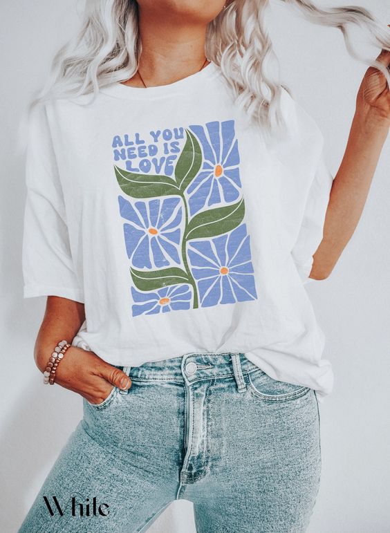 All You Need Is Love Retro Floral T-shirt