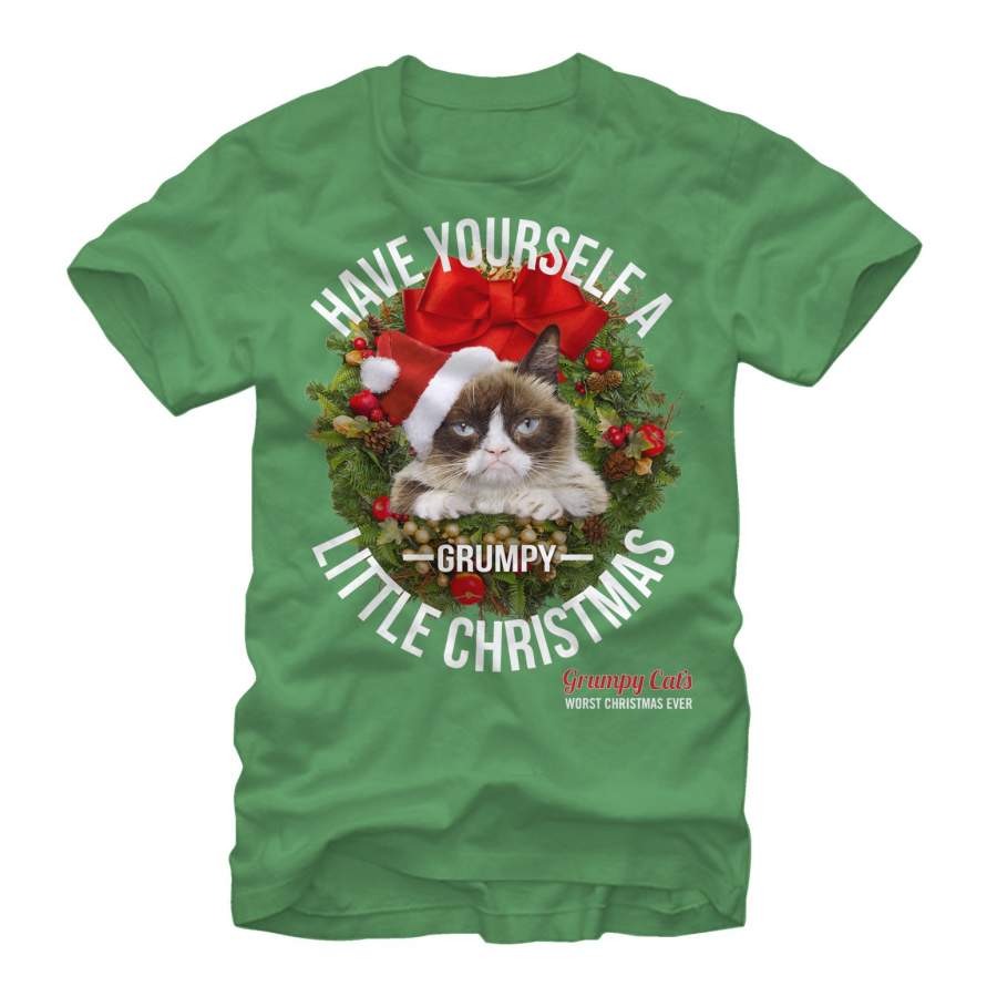 Grumpy Cat Men's Have a Grumpy Christmas  T Shirt Kelly