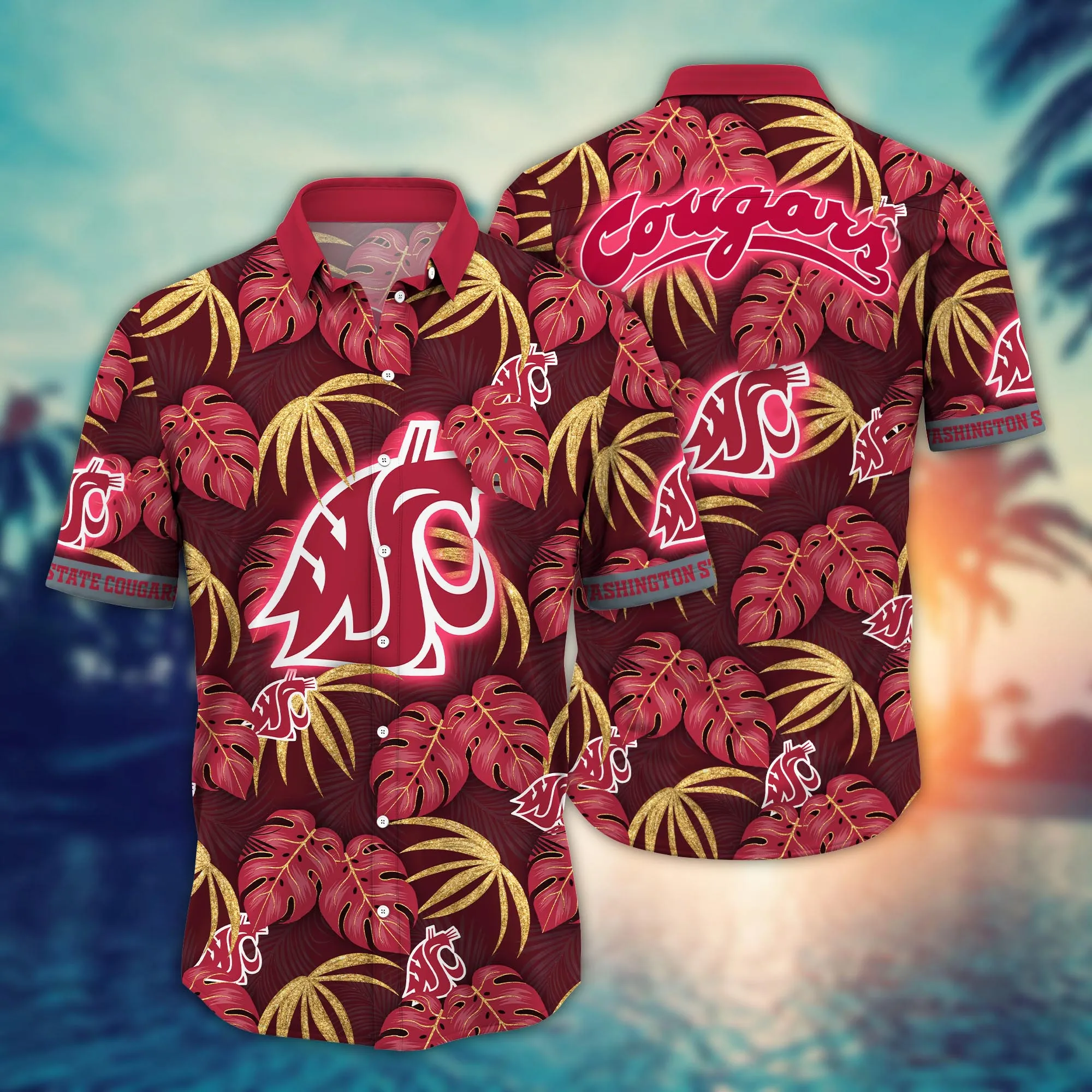 Washington State Cougars NCCA Hawaiian Shirt Island Time Aloha Shirt