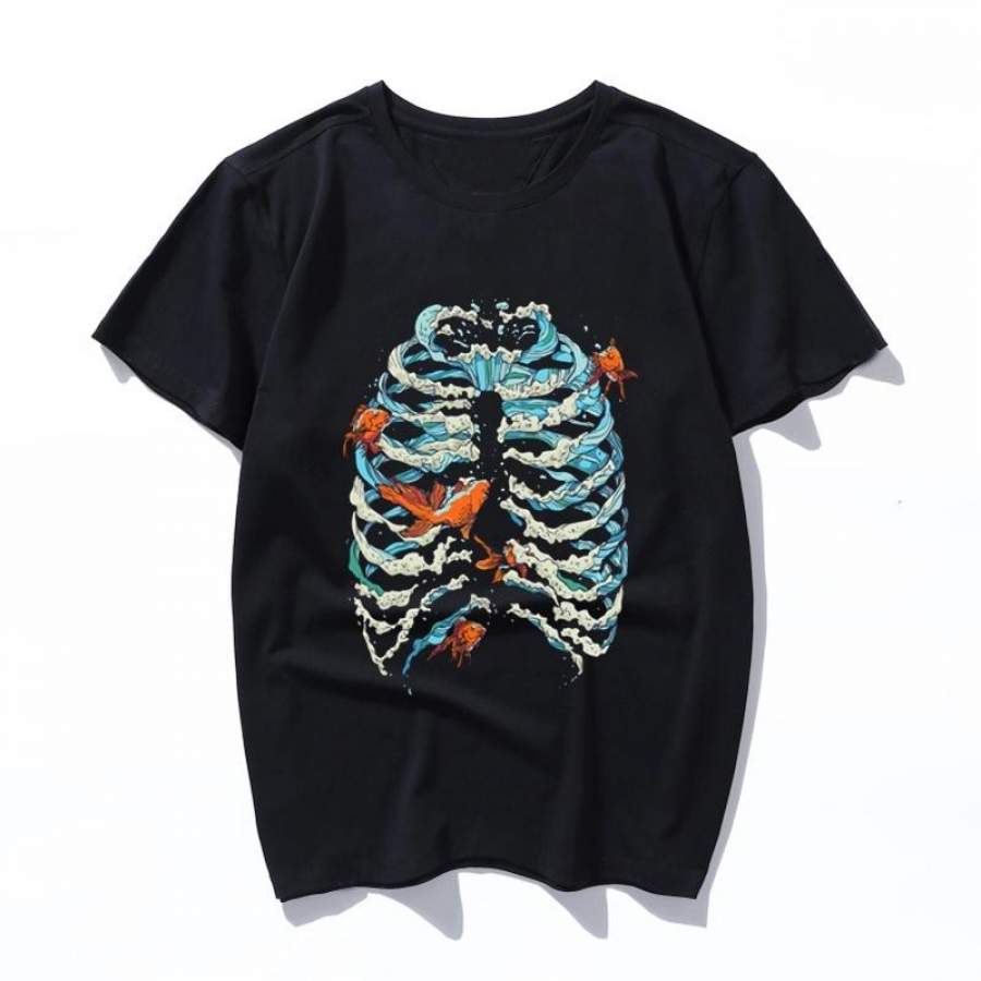 fish bone t shirt Summer Fashion Tops Tee Tumblr Girls Shirt Aesthetic Clothing Kawaii casual Harajuku Unisex T-Shirt