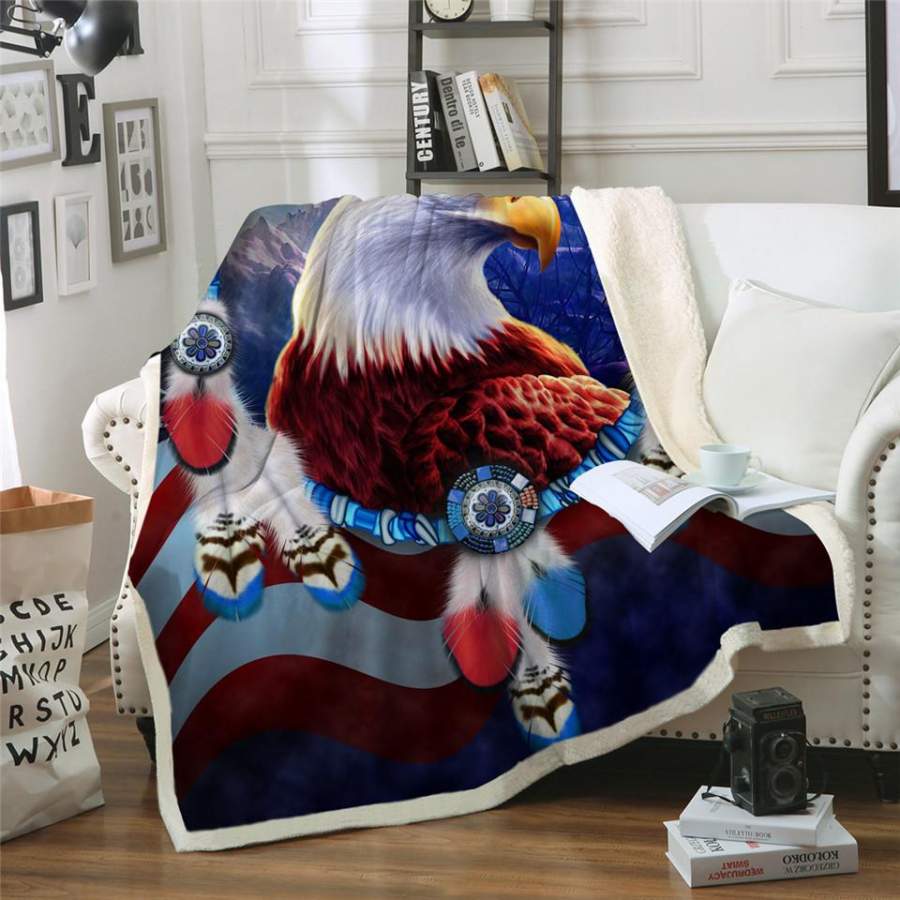 American Dreamcatcher Eagle Sherpa Blanket