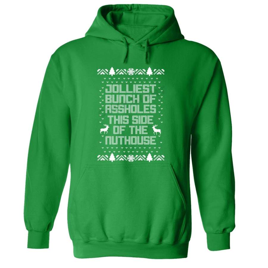 XtraFly Apparel Bunch Assholes of Nuthouse Ugly Christmas Hooded-Sweatshirt Pullover Hoodie