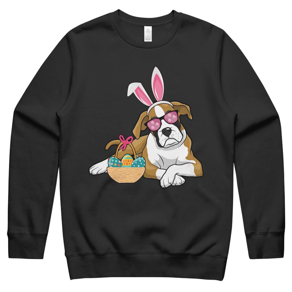 Easter Boxer Dog Bunny Rabbit Egg Hunter Easter Party Parade 2021 Crewneck Sweatshirt