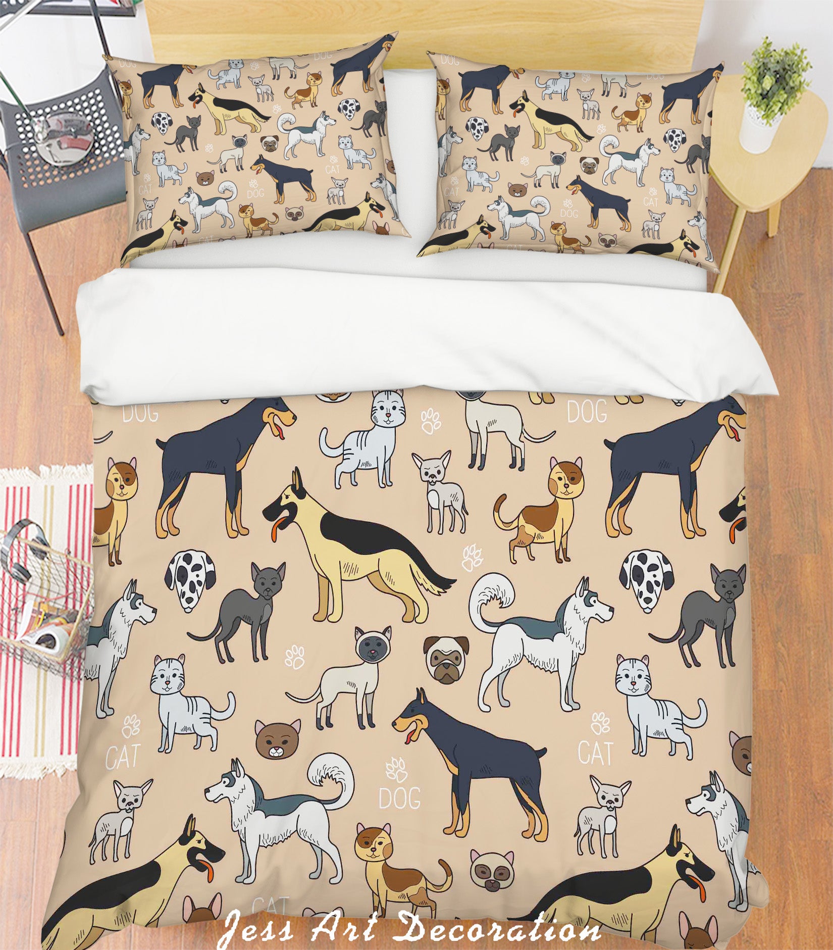 3D Color Animals Dogs Quilt Cover Set Bedding Set Pillowcases  31