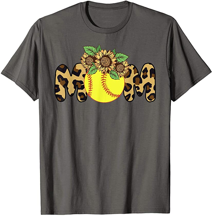 Softball Mom Leopard Funny Softball Mom Mothers Day 2021 T-Shirt