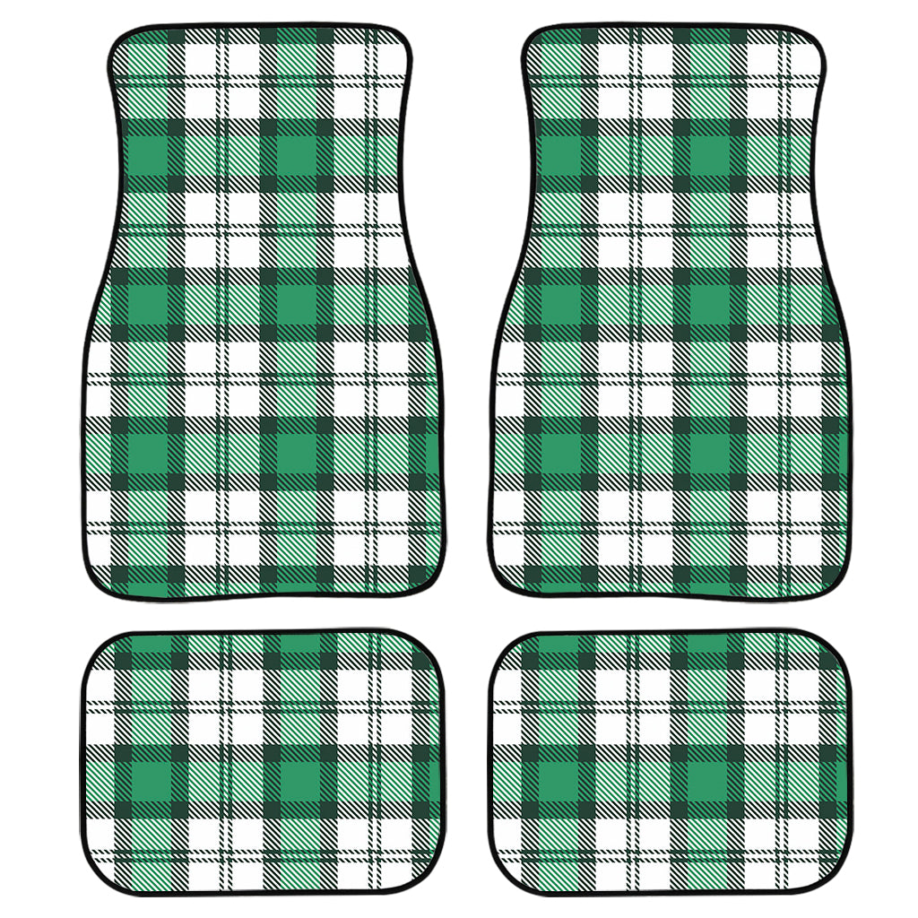 Shamrock St. Patrick’S Day Tartan Print Front And Back Car Floor Mats, Front Car Mat