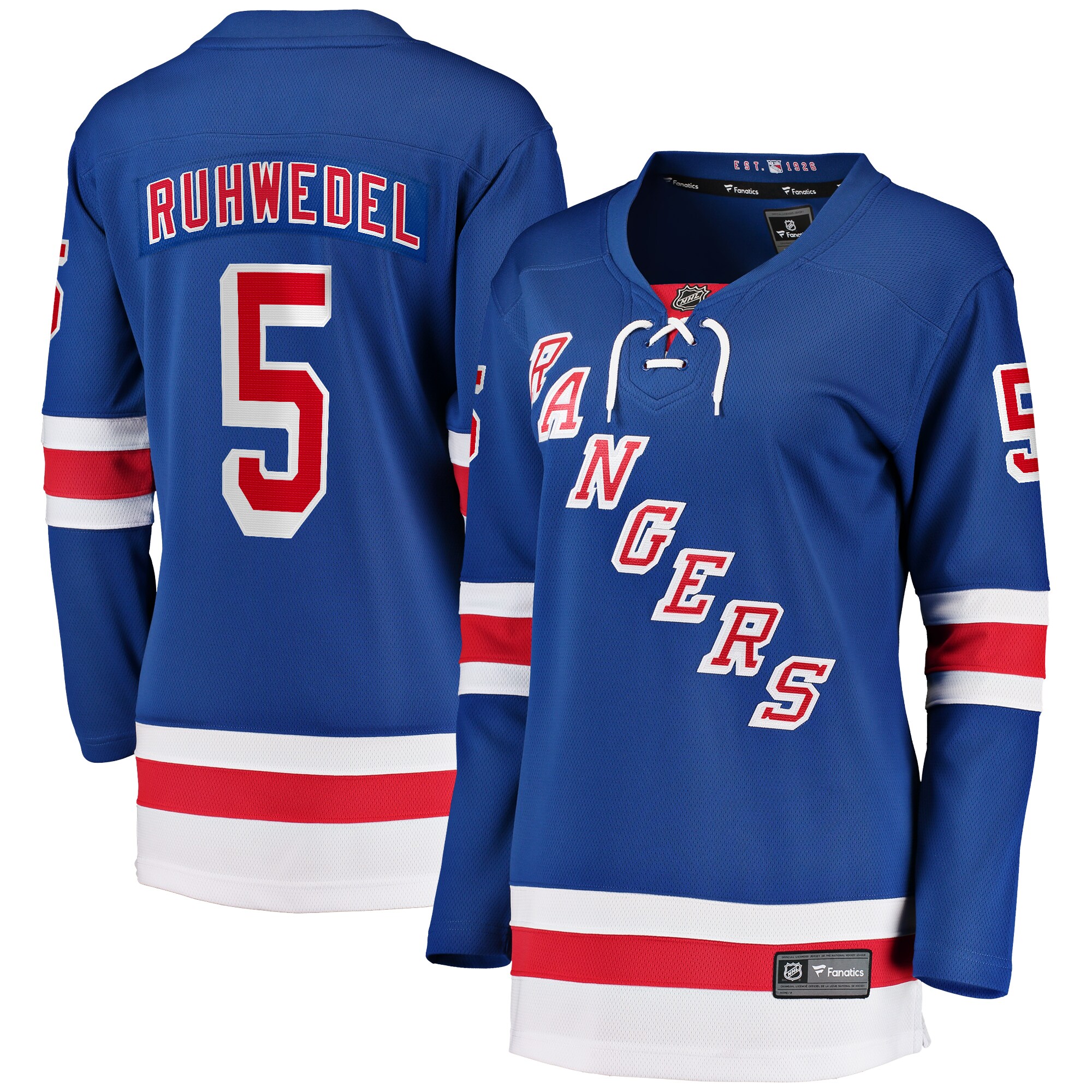 Chad Ruhwedel New York Rangers Branded Women's Home Breakaway Player Jersey – Blue