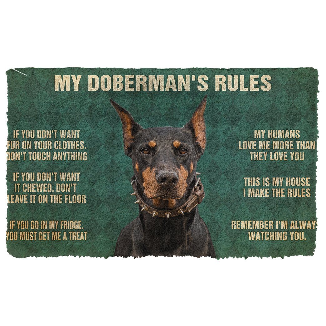 Gearhumans  Gearhuman 3D My Doberman’s Rules Doormat