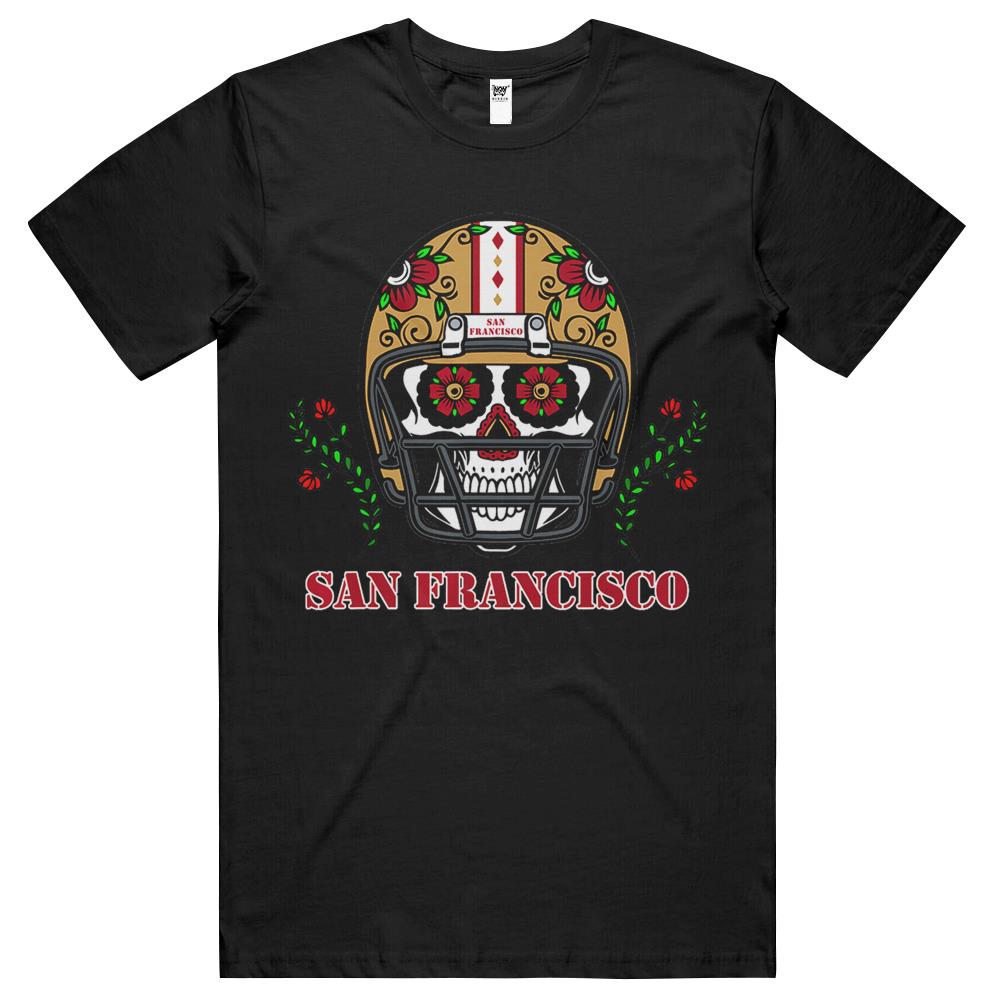 San Francisco Football Helmet Sugar Skull Day Of The Dead T Shirts