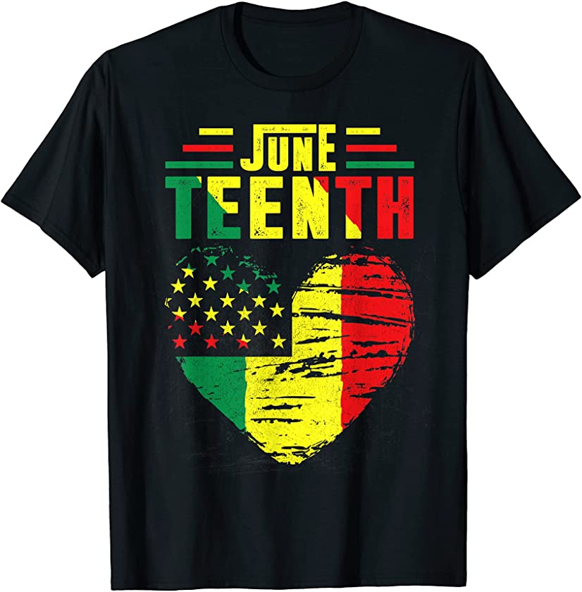 Retro Vintage Heart Flag Juneteenth 1865 African American T-Shirt