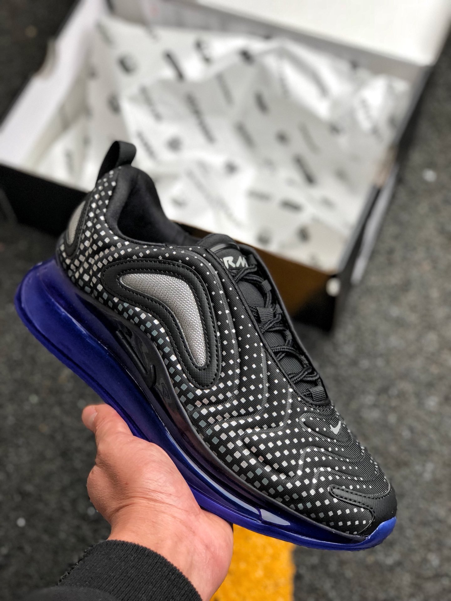 Nike Air Max 720 BlackBlack-Racer Blue-Reflect Silver 5339732