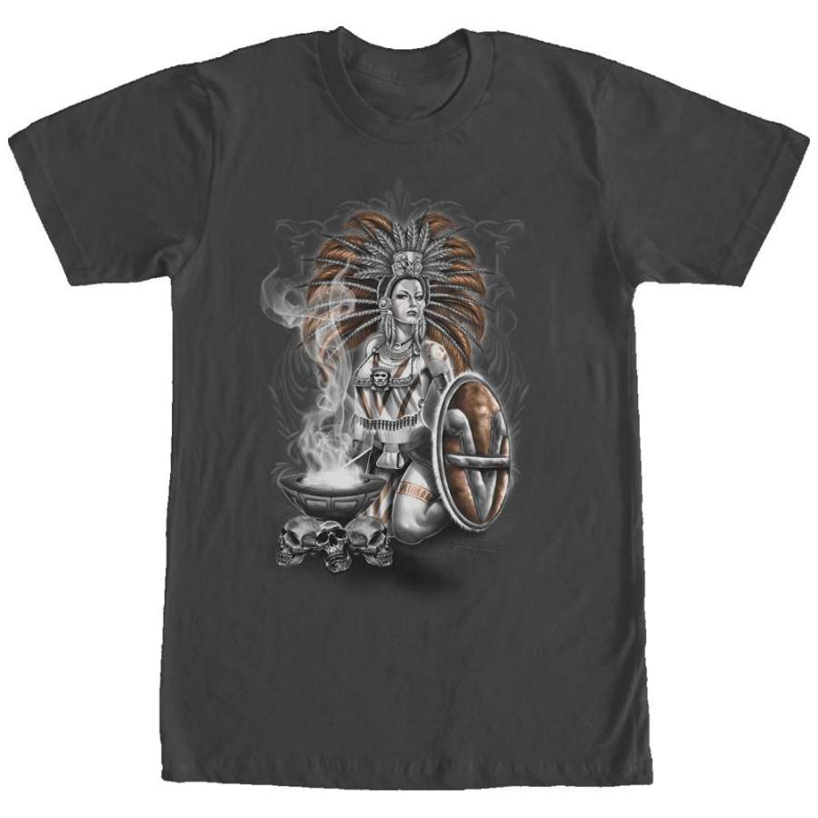 Aztlan Men’s Aztec Headdress  T Shirt Black S