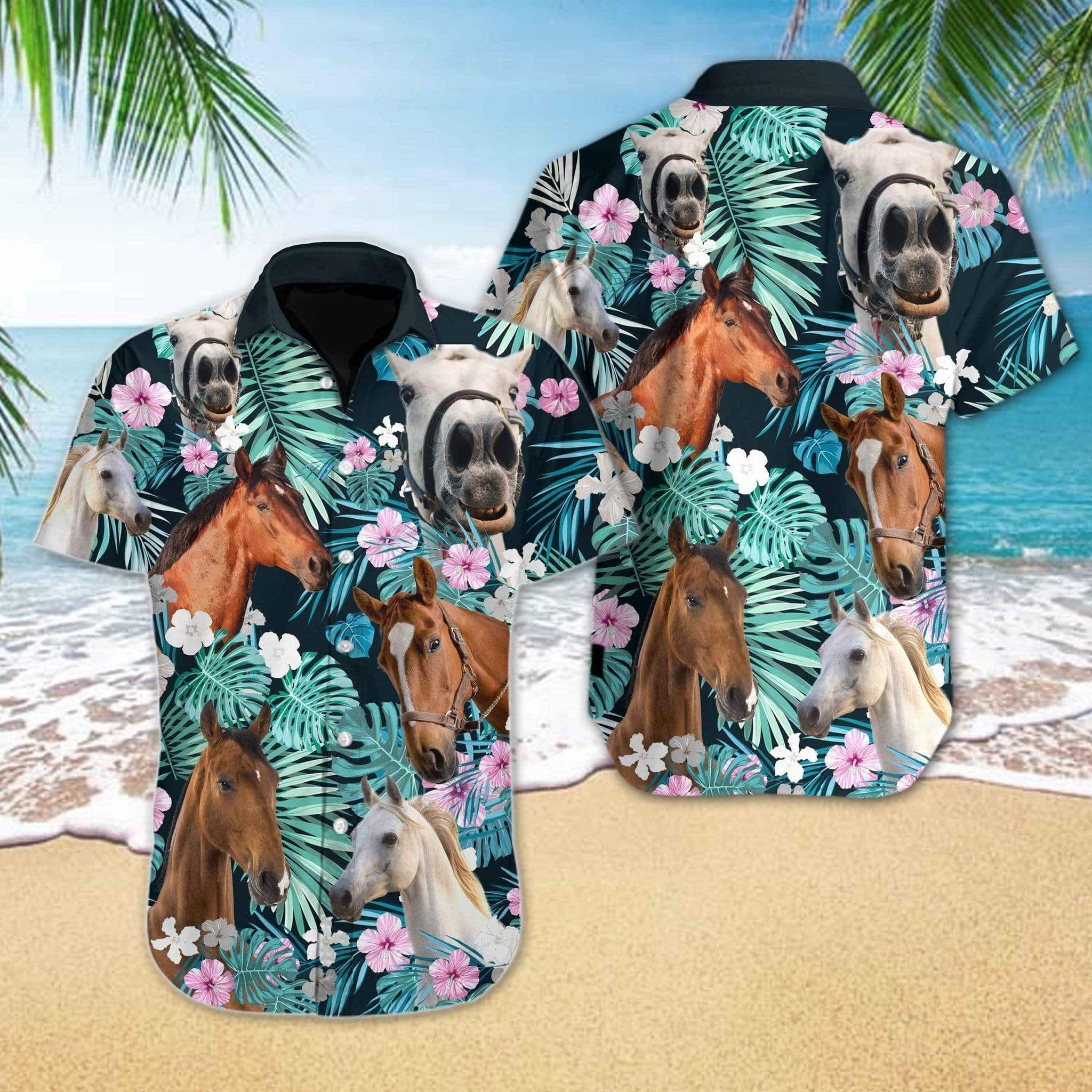 Get Here Hawaii Aloha Shirts Horse Tropical Ha37735