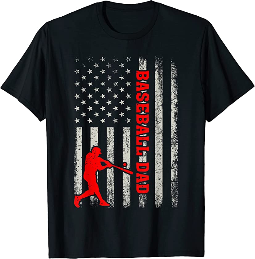 Vintage Retro USA American Flag Baseball Dad Father’s Day T-Shirt