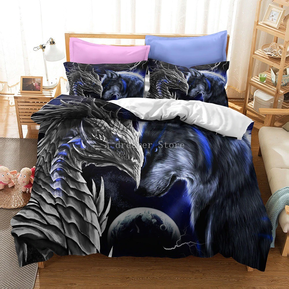 3D Leopard Horses Duvet Cover Sets Aniaml Bedding Set Covers Bed Linen King Queen Size Chinese Design Bedclothes