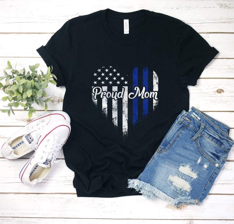 Dreameris Proud Police Mom Shirt T Shirt Tshirt Tee Police Mother Gift Cop Leo Police Officer Mom Shirt Tank Top Sweatshirt Hoodie Long Sleeve Gifts