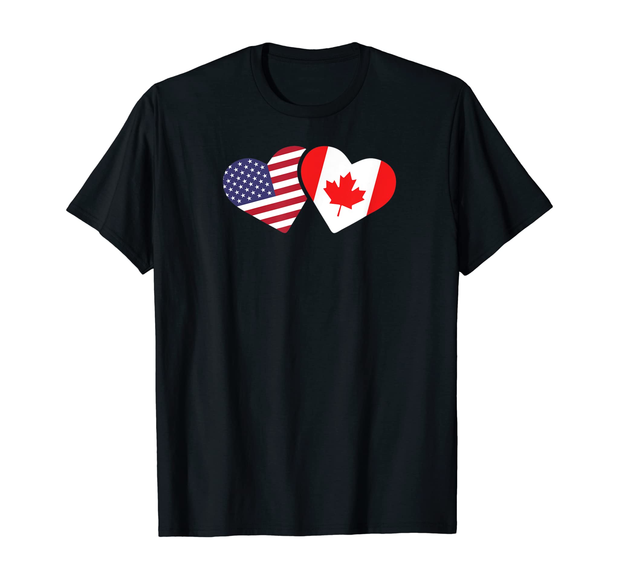 Canada USA Flag T Shirt Heart Canadian Americans Love Cute