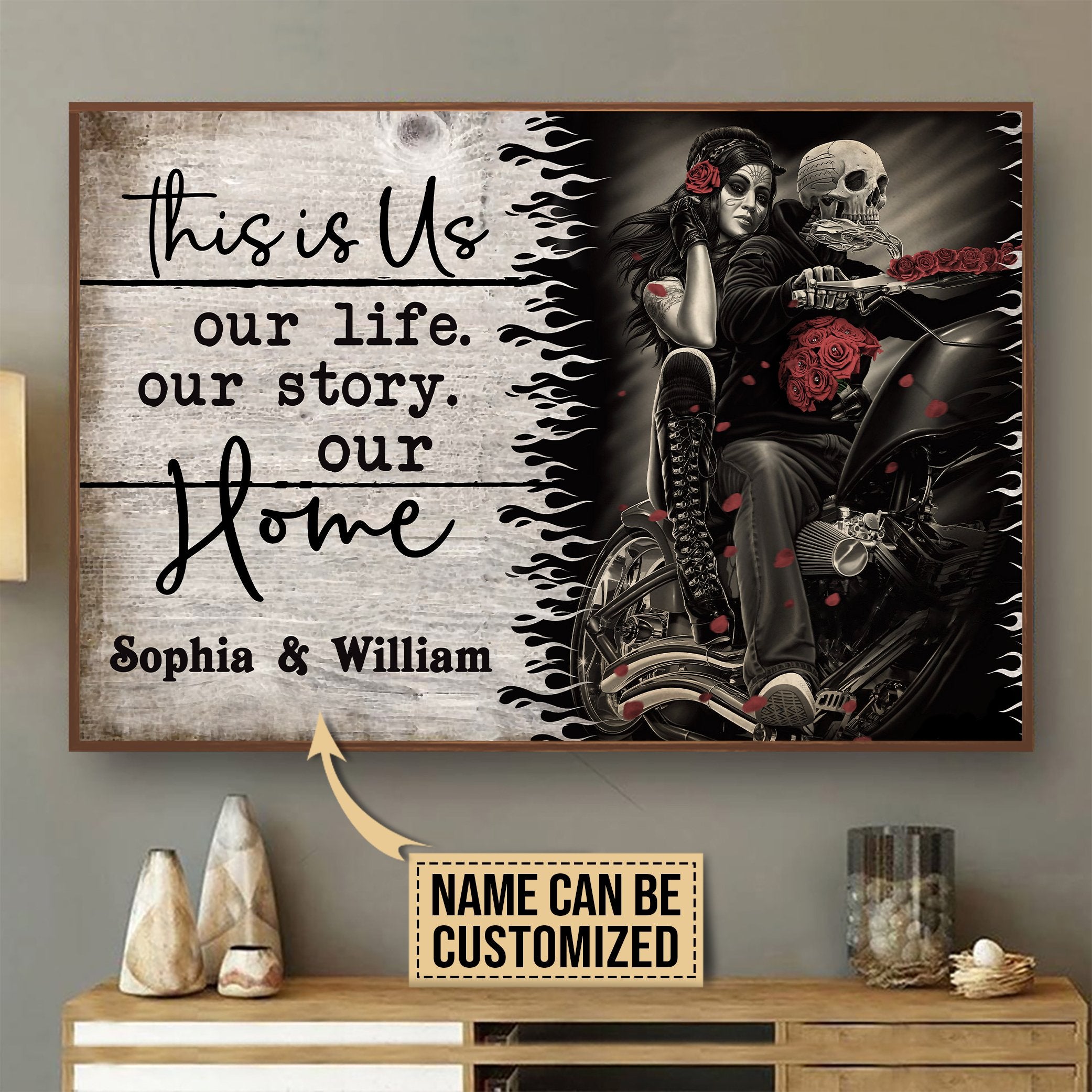 Aeticon Gifts Personalized Motorcycling Skeleton Wind This Is Us Canvas Mom Dad Gift Home Decor