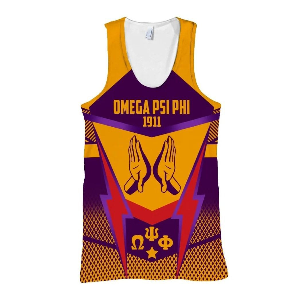 Fraternity Tank Top  – Omega Psi Phi Logo Thunder Style Tank Top